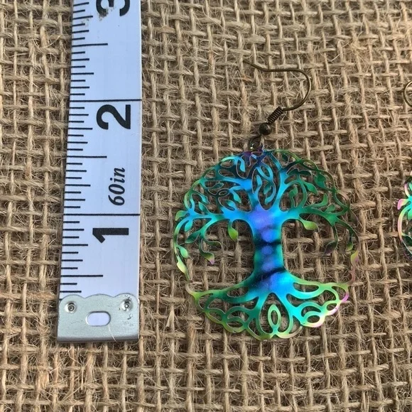 Nwt Handmade Tree of Life Earrings - Picture 2 of 2